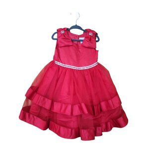Blueberi Boulevard Girls Red Sleeveless Tiered Party Dress With Bow Back & Rhine